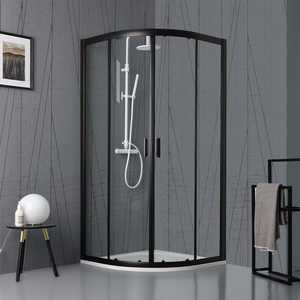 Box Doccia Semicircolare con Vetro Trasparente e Profilo Cielo Nero Opaco - Product Image 1