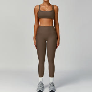 Ensemble de 4 pièces de soutien-gorge de sport et leggings de fitness pour femme, avec contrôle du ventre, taille élastique, leggings de yoga ajustés et tendance - Product Image 5