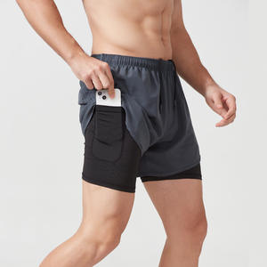 Vêtements de sport athlétiques de couleur unie à séchage rapide de haute qualité pour hommes Shorts de sport en maille avec doublure personnalisable expédition DDP en gros - Product Image 4