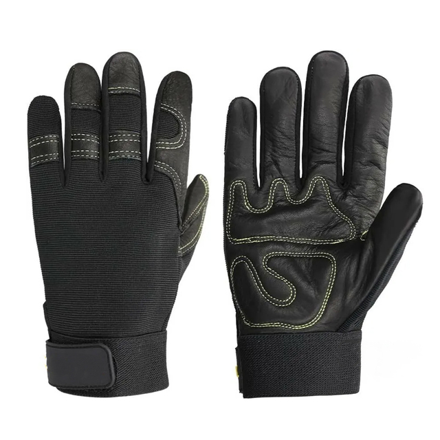 Black Leather Mechanics Gloves Work Safety Gloves for Automotive Mechanical Hand Protection