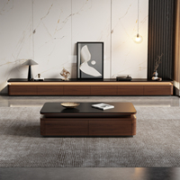 Support TV flottant moderne Table console Salon de luxe Support TV en bois Support TV de table en pierre frittée avec lumière