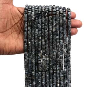 Natural Larvikite Round Black Beads Stone Strand From Rajasthan <b>for</b> Jewelry Making Fashion Wholesale Bulk - Product Image 1