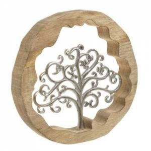 Anillo creativo de madera de mango, decoración navideña con Reno de aluminio plateado con estrella colgante, escultura única para decoración del hogar - Product Image 5