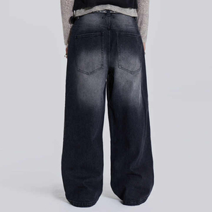New Antique Wash Slim <b>Flare</b> Rigid PU Biker Rip and Repair Denim <b>Jeans</b> for <b>Men</b> Stylish Stacked Black Distressed Denim <b>Jeans</b> - Product Image 4