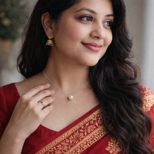 สร้อยคอเงินแท้ 925 น้ำหนักเบา 1.8 กรัม ประดับมุก - Product Image 2