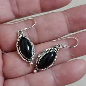 Pendientes de Ónix Negro, Plata de Ley 925, con Forma de Marquesa, Joyería con Piedra de Nacimiento de Julio - Product Image 6