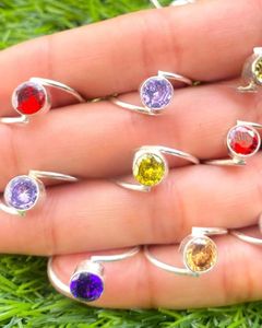 Anillo Chapado en plata de latón amatista natural, joyería bohemia de latón, forma redonda, anillo llamativo de piedras preciosas curativas, regalo para ella - Product Image 2