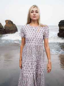 Cotton Boho Maxi <b>Dress</b> Block Print Summer Floral Casual Beach <b>Wedding</b> Vacation Relaxed Fit <b>Pregnancy</b> Outfit - Product Image 3