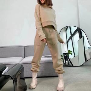 ชุดวอร์มผ้าคอตตอนหนา2ชิ้นสำหรับผู้หญิงชุดวอร์มผ้าคอตตอนแบบเรียบใส่วิ่งไซส์ใหญ่ชุดวอร์มสำหรับผู้หญิง - Product Image 3