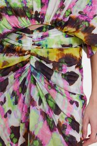 โรงงานผ้าฝ้ายผู้หญิงพิมพ์กระโปรงสั้นพร้อมตะเข็บรวบรวมด้านหน้ามินิสตรีชุดลําลองสีสันสดใส - Product Image 5