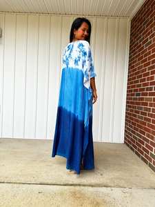 Vestido playero índigo teñido a mano talla grande, caftán teñido naturalmente, vestido maxi bohemio, pareo para vacaciones, ropa para cruceros - Product Image 3