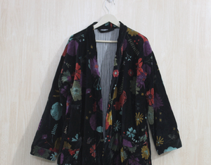 Elegante Abrigo de Terciopelo Estilo Boho con Estampado Floral, Chaqueta Kimono Chic, Bolero Estiloso, Prenda de Invierno de Manga Larga para Amantes de la Primavera - Product Image 3