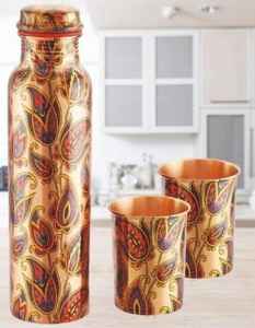 ขวดน้ำทองแดงลายดอกไม้ ตกแต่งด้วยเคลือบเงาแบบคลาสสิก - Product Image 5