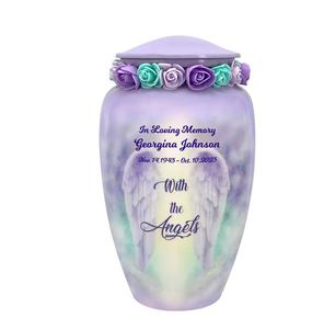 With the Angels Urn Cremation Tribute <b>Wreath</b> Option Angel Adult Urn Engraving Option Aluminium urns for human ashes - Product Image 1