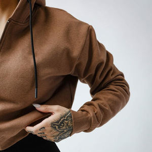 เสื้อครอปแบบสวมหัวเสื้อมีฮู้ดเสื้อครอปโอเวอร์ไซส์ออกแบบโลโก้ได้ตามต้องการล่าสุด - Product Image 2