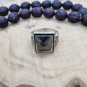 Beelo Silver Black Zircon Men's Square <b>Ring</b> 925 Silver Vintage Channel Setting Art Design Fine Jewelry Wholesale Hot Sales - Product Image 4
