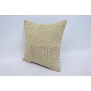 <b>Beige</b> Kantha Patchwork Wool Pillow 16x16 Inch Decorative <b>Cushion</b> Woven Embroidered Vintage Print Square Portable Bedding Floor - Product Image 4