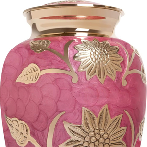Urna Funeraria Moderna de Latón Hecha a Mano, Color Rosa, Grabado Dorado, Capacidad Personalizada, Florero de Mesa, Solo para Negocios Mayoristas - Product Image 1