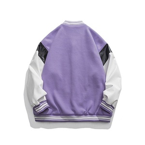 แจ็กเก็ตผ้ากำมะหยี่สำหรับผู้ชายแจ็คเก็ตบอมเบอร์เลตเทอร์แมนแขนเสื้อหนังปักลายสำหรับใส่ไปเรียนเบสบอล - Product Image 6