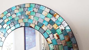 <b>Round</b> <b>Gold</b> Hued Multi Colored Decorative Mosaic Glass Wall <b>Mirror</b> Handmade Mosaic Tile Frame Accent <b>Mirror</b> From ARTISAN AURA - Product Image 5