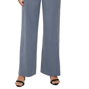 Pantaloni da donna DKNY a vita alta, a gamba larga, con bottoni frontali, stile marinario, blu, taglia 18, traspiranti, in tessuto, alla moda, con effetto stropicciato - Product Image 3