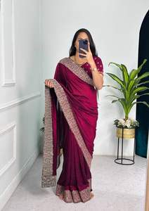 High Attractive New Design Cotton and VICHITRA Silk <b>Fabric</b> Women Saree for Wedding Party Wear From <b>Indian</b> Supplier - Product Image 4