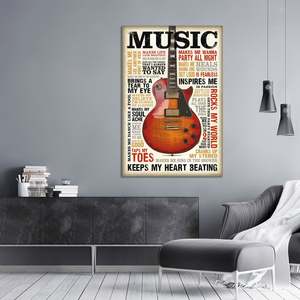 Modern Style Music Passion Poster <b>Canvas</b> Material with Black Frame for Wall Use - Product Image 2