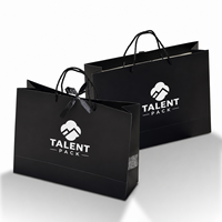 Sac en papier noir de luxe personnalisé avec logo pour l'emballage de vêtements, cadeaux et achats en magasin