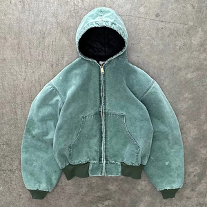 Sudadera con Capucha Extra Grande de Alta Calidad Personalizada para Hombre, Sudadera con Capucha Vintage con Cierre, Sudadera con Capucha Desgastada por el Sol, Lavada al Ácido - Product Image 5
