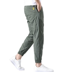 Pantalon de jogging décontracté léger pour homme, idéal pour l'été, avec fermeture éclair, 100 % coton, pour le sport – Vente en gros - Product Image 4
