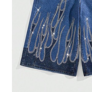 Shorts en toile pour hommes, style urbain, confortables, respirants, à séchage rapide, avec strass, sur mesure, à prix avantageux, les meilleurs - Product Image 2