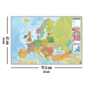 Póster del Mapa de Europa con Etiquetas en Español, Banderas Españolas para el Mapa de Europa - Product Image 2