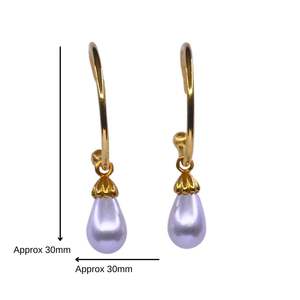 Ensemble de boucles d'oreilles pendantes pour femmes, bijoux en argent sterling 925 plaqué or, pierres précieuses en perles, vêtements de mariage - Product Image 1