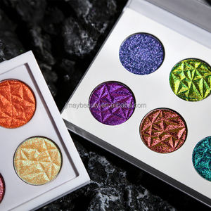 Bedak padat berpigmen tinggi, riasan <span class=keywords><strong>Eyeshadow</strong></span> Glitter holografik metalik krom satu warna - Product Image 1