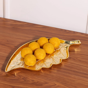 Plateau à feuilles en aluminium durable, plat de service décoratif de luxe, écologique, pour restaurant, hôtel, mariage, festival, Eid, Diwali - Product Image 5