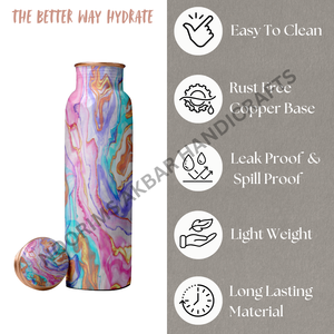 Sustainable 750ml Copper Metal <b>Water</b> <b>Bottle</b> with Lid <b>BPA</b>-<b>Free</b> Handmade Leakproof Eco-Friendly Trendy Gift Wholesale - Product Image 2