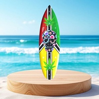 Planche de surf hawaïenne de plage tropicale faite à la main 50 cm Art mural suspendu avec palmiers et fleur d'hibiscus