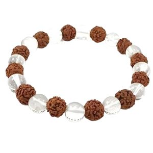 NOVAMART Fine Diamond-Cut Rudraksha & Sphatik Bracelet Unisex Natural Certified Astrological Gemstone Crystal Bracelets <b>Bangles</b> - Product Image 1