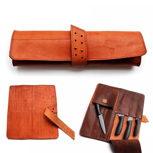 Nouvel arrivage Meilleure vente Sacs à rouleaux de couteaux en cuir véritable de couleur unie personnalisés avec logo propre et étiquette personnalisée Sacs à outils de soutien OEM - Product Image 4