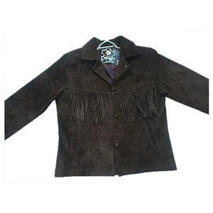 Chaqueta de Cuero para Mujer, Estilo Invernal, Cálida, Hecha a Mano, con Flecos y Tachuelas en Forma de Estrella, con Flecos Largos - Product Image 5