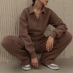 ชุดวอร์มผ้าฝ้าย2ชิ้นพร้อมโลโก้ชุดวอร์มกางเกงครอปแบบ100% ออกแบบได้ตามต้องการ - Product Image 4