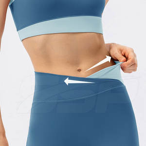 Ensemble de yoga pour femmes de haute qualité à la mode à motif solide meilleur vendeur avec fermeture à la taille élastique Service OEM - Product Image 6