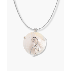 Pendentif géométrique rond plaqué rhodium - Product Image 1
