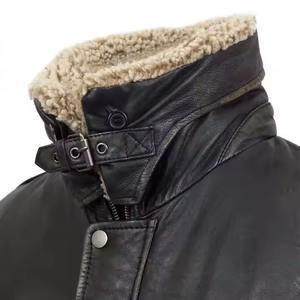 2025 chaqueta de cuero de oveja de invierno para hombre más vendida chaqueta de cuero con cuello de piel de la mejor calidad chaqueta de cuero transpirable para hombre - Product Image 6