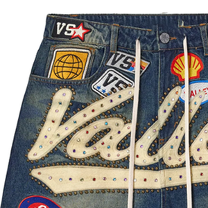 Pantalones Cortos Vaqueros Casuales de Verano para Hombre, Estilo Hip Hop, Corte Recto, Cintura Media, Parches Bordados, ODM - Product Image 5