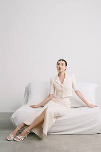 Conjunto de falda de mujer de calidad superior negro y beige tela de alta calidad Umea Midi falda ropa de mujer Whiteant Vietnam mayorista - Product Image 3