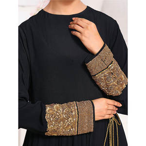 Abaya Informal de Marca para Mujer, Estilo Casual, Patrón Sólido, Bordado, Decoración con Botones, Tela de Alta Calidad con Memoria, 100% - Product Image 6