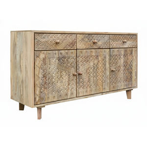 Buffet en bois de manguier massif traditionnel fait main avec étagères réglables, design durable et gain de place - Product Image 1