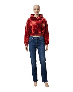 Glory Custom Rhinestone Washed Cropped Hoodie With Trendy street Wear Styled Oversized Fit Winter Casual Wear For Unisex - Product Image 5
