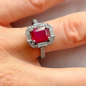 925 Sterling Silver Ruby With White Topaz Gemstone Ring Jewelry Handmade Silver Boho Style Ring Wedding Gift Jewelry <b>for</b> Women - Product Image 3